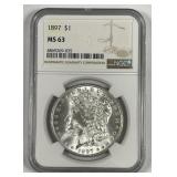 1897 Morgan Silver $1 NGC MS63