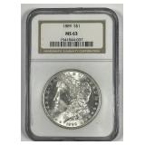 1889 Morgan Silver $1 NGC MS63