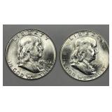 1963 P & D Franklin Silver Half Uncirculated Pair