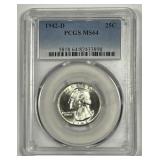 1942-D Washington Silver Quarter PCGS MS64