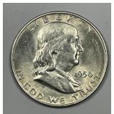 1950-D Franklin Silver Half Choice AU