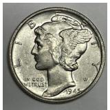 1945 Mercury Silver Dime Brilliant Uncirculated BU