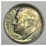 1952-S Roosevelt Silver Dime Uncirculated BU Color