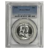 1956 Franklin Silver Half PCGS MS65