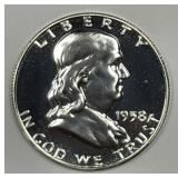 1958 Franklin Silver Half Proof PRF