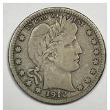 1912-S Barber Silver Quarter Very Good VG