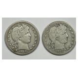 1914 D & S Barber Silver Quarter Pair