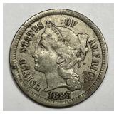 1888 Three Cent Nickel 3cN Extra Fine XF
