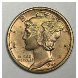 1944-D Mercury Silver Dime Uncirculated BU Color