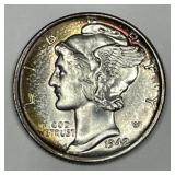 1942 Mercury Silver Dime Uncirculated BU Color