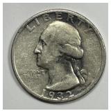 1932-S Washington Silver Quarter Fine F