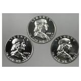1961 1962 1963 Franklin Silver Half Proof PRF Trio