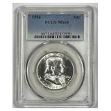 1956 Franklin Silver Half PCGS MS64