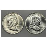 1955 & 1956 Franklin Silver Half Uncirculated Pair