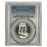1955 Franklin Silver Half PCGS MS64 FBL