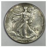 1939 Walking Liberty Silver Half Choice AU
