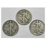 1919 P D S Walking Liberty Silver Half Trio
