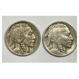 1913 Buffalo Nickel Ty. 1 & 2 Variety Pair XF & VF