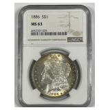 1886 Morgan Silver $1 NGC MS63