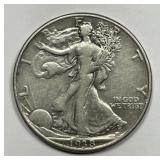 1938-D Walking Liberty Silver Half KEY Very Fine