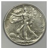 1938-D Walking Liberty Silver Half Extra Fine XF+
