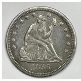 1856 Seated Liberty Silver Quarter AU details
