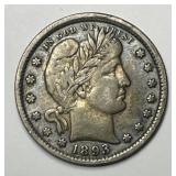1893 Barber Silver Quarter Toned Extra Fine XF