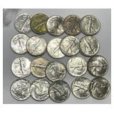 1943 Walking Liberty Silver Half 20-Coin Roll AU