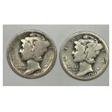 1921 P & D Mercury Silver Dime Key Date Pair