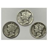 1926-S Mercury Silver Dime Trio