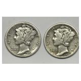 1926-S Mercury Silver Dime Better Date Pair
