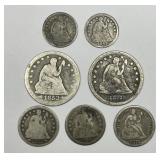 Lot of 7 Seated Liberty Silver Coins