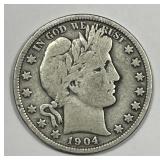 1904 Barber Silver Half Good G