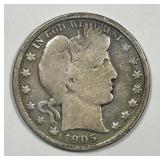 1905 Barber Silver Half Good G