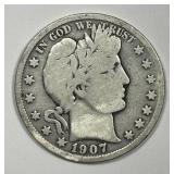1907-S Barber Silver Half Good G