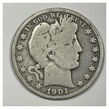 1901 Barber Silver Half Good G