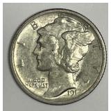 1917 Mercury Silver Dime About Uncirculated AU