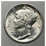 1916 Mercury Silver Dime Full Bands FSB BU
