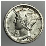 1916 Mercury Silver Dime FSB Uncirculated UNC
