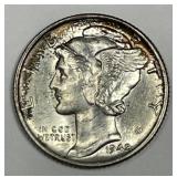 1942 Mercury Silver Dime Uncirculated BU Color