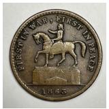 1863 Civil War Token CWT First In War Peace