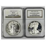1986 Silver Eagle Pair NGC MS69 & PF69 UCAM