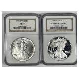 1986 Silver Eagle Pair NGC MS69 & PF69 UCAM