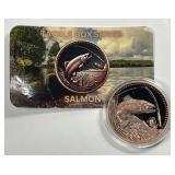 Salmon 1 oz Copper Fish Medal Tackle Box Series