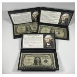 Three $1 Blue Seal Silver Certificates in Folios