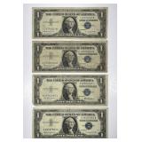 Lot of 4 $1 Silver Certificates, Two Are * STARS *