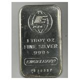 Vintage Engelhard 1 oz Silver Bar #PS 30357