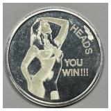 Heads Or Tails YOU WIN 1 oz .999 Silver Art Round