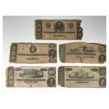 1864 Confederate Note Lot $1 $2 $5 $10 and $20