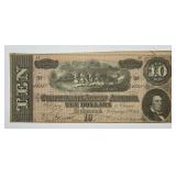 1864 Ten Dollars $10 Confederate CSA Note T-68